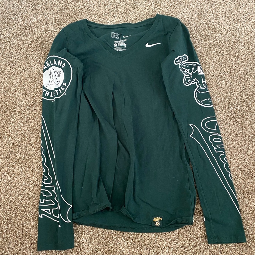 Nike Green Oakland Athletics Long Sleeve Shirt